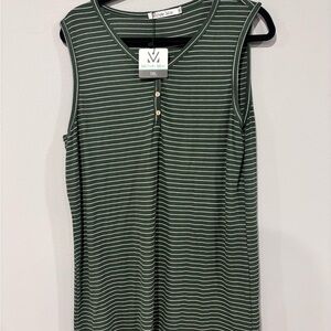 Michelle Mae Green Striped Women's Top - 1X